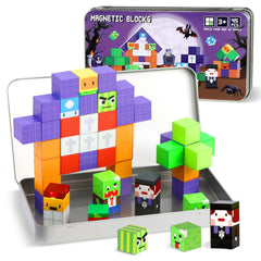 QOUBAI 45pcs magnetic blocks in a case for travel and on-the-go creativity