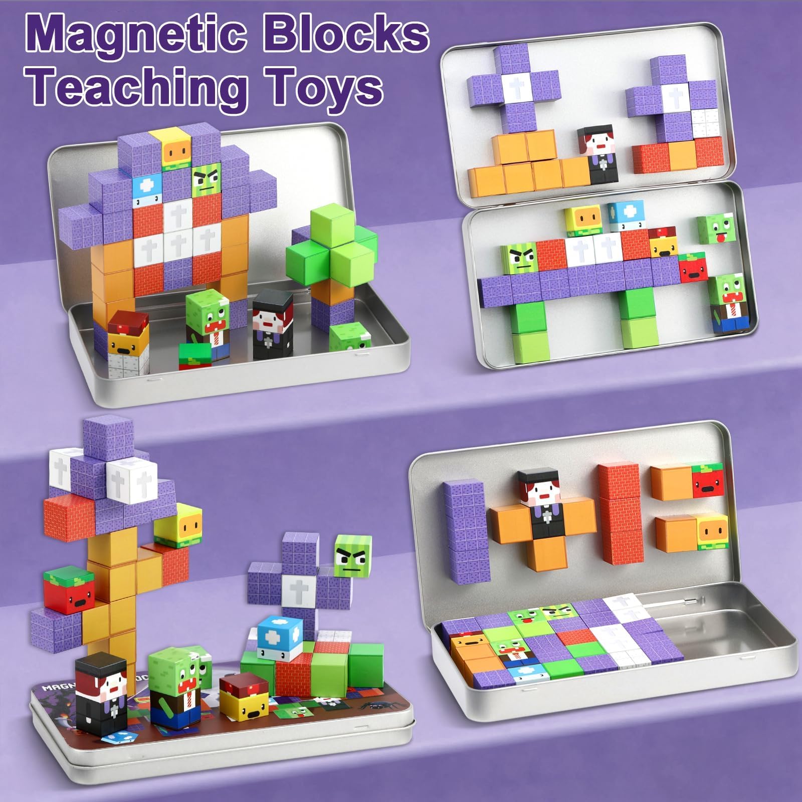 QOUBAI portable travel tin box keeps blocks organized during trips