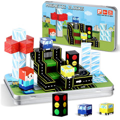 Qoubai 45pcs magnetic blocks case keeps pieces organized for travel play.