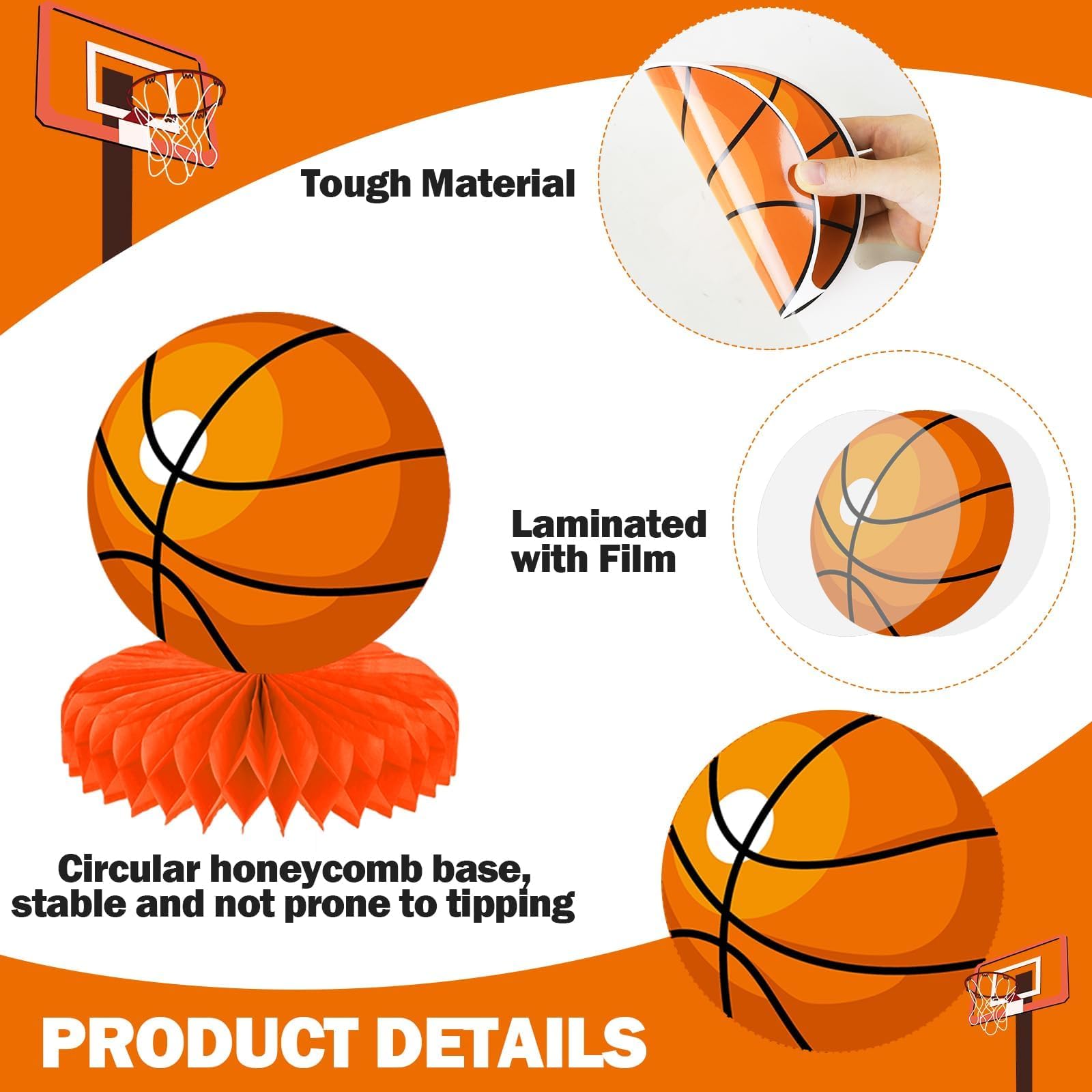 QOUBAI basketball centerpiece honeycomb 6-7 inch size creates a striking focal point