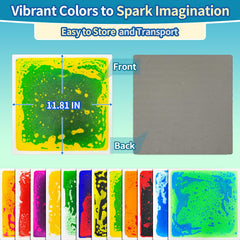 Qoytqoy Liquid Sensory Tiles anti-slip-base stays stable on wood, carpet, and tile.