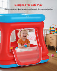 QPAU 3-in-1 bounce house safety net emphasizes secure play barrier.