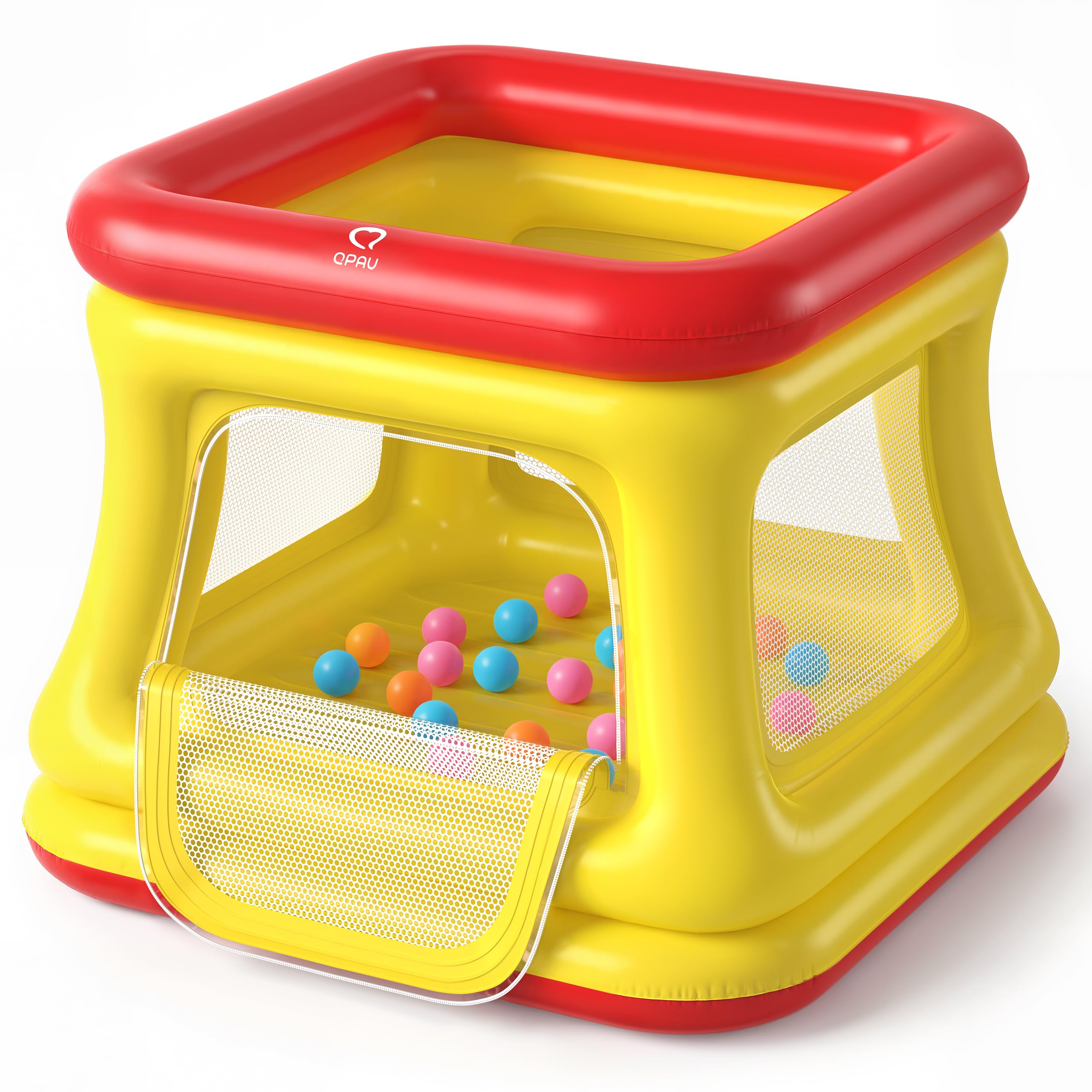 QPAU 3-in-1 inflatable bounce house fully set up for toddlers