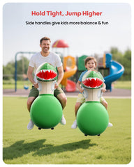 QPAU bouncy dinosaur handlebars illustrate easy grip for safe jumping.