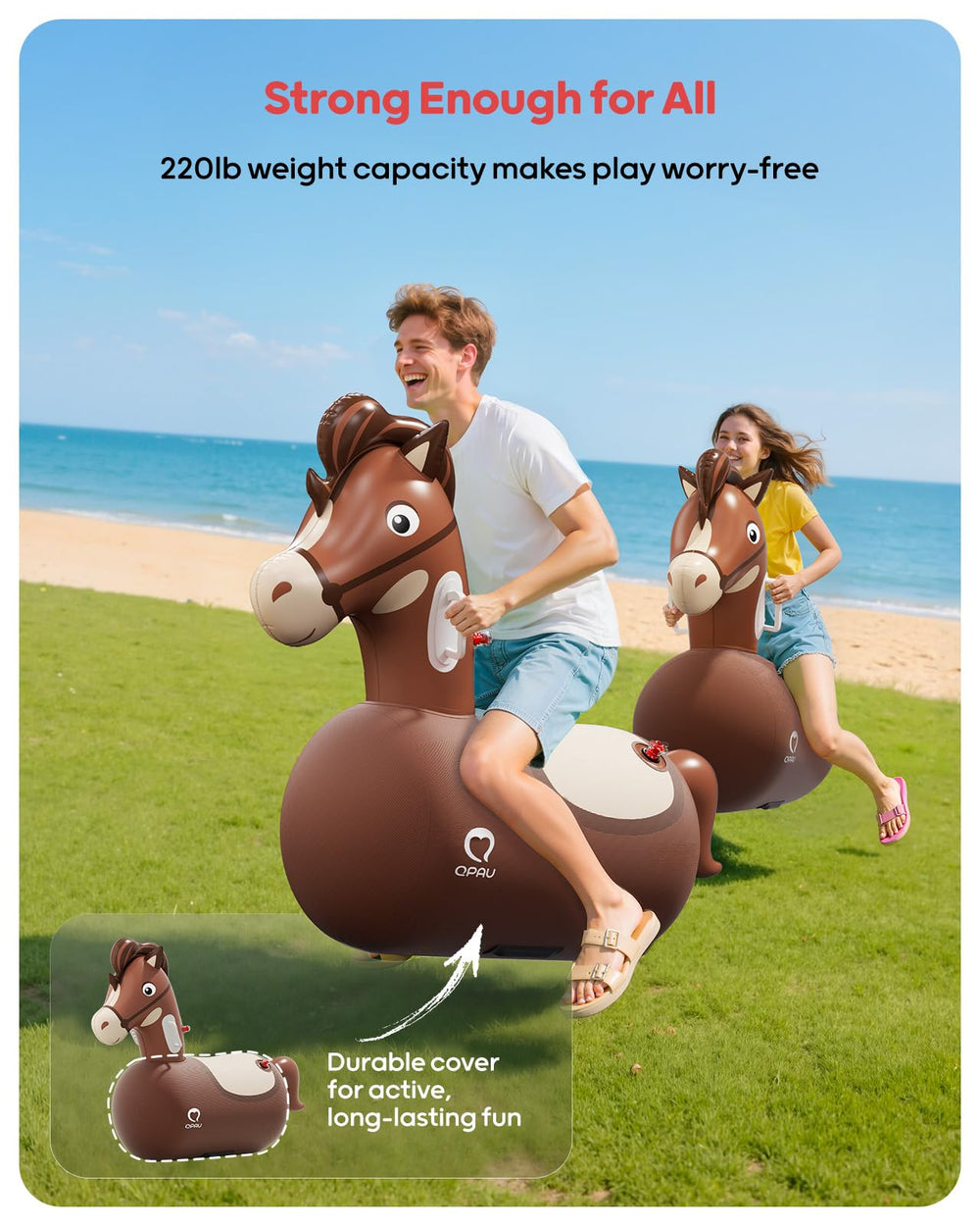 QPAU horse toy saddle design bottom stability illustrates a stable ride