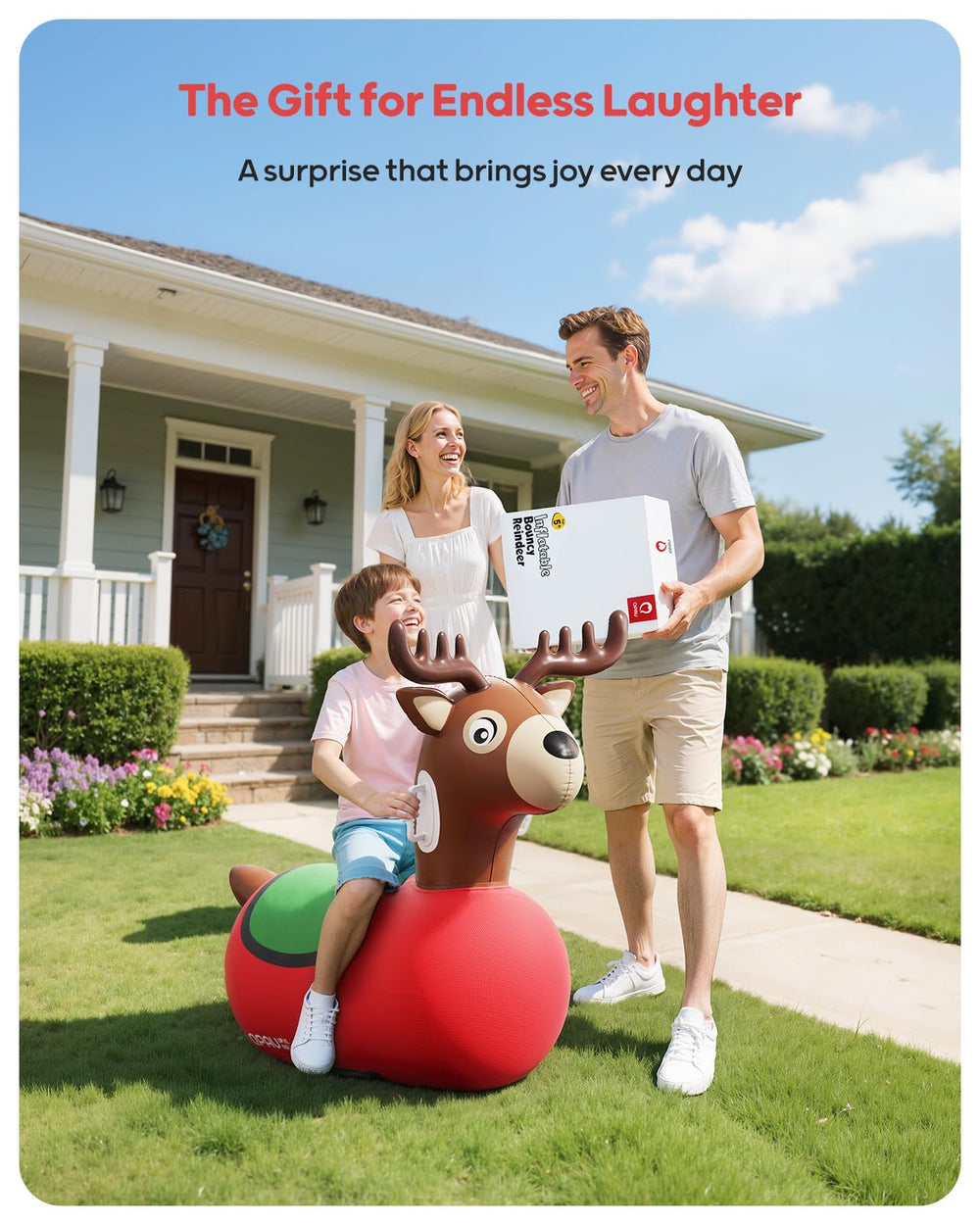QPAU reindeer hopper suitable for indoor and outdoor play.