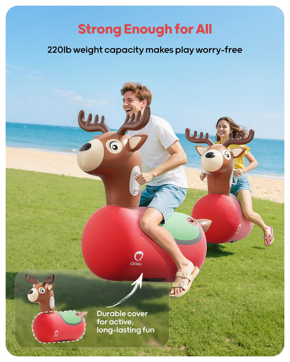 QPAU reindeer hopper puncture-resistant fabric cover resists wear.