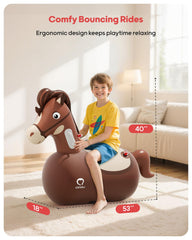 QPAU ride-on horse supports up to 220 pounds.