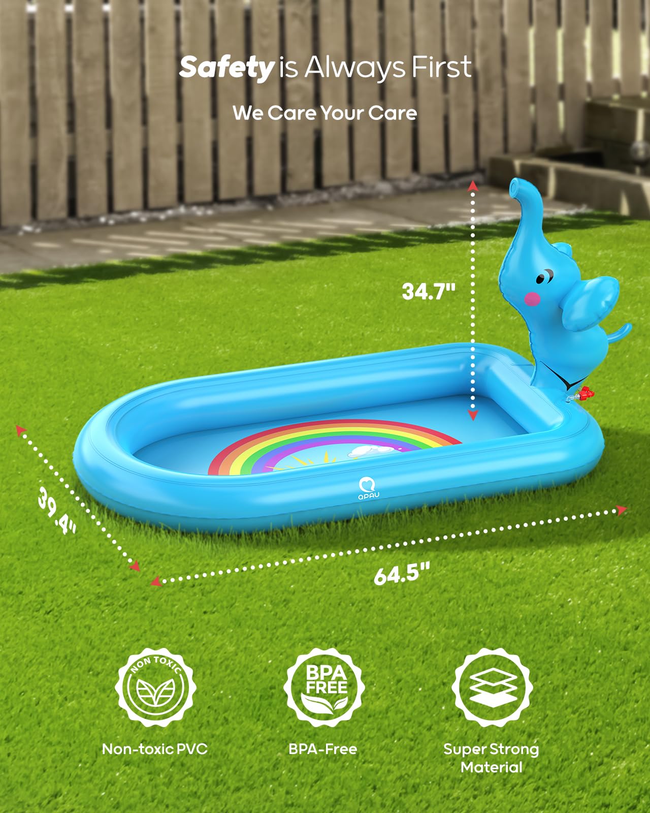 QPAU sprinkler pool drains easily after play for quick cleanup.