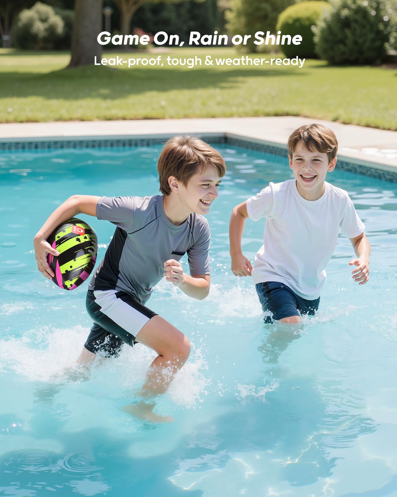 QPAU waterproof football with durable-construction built for rough play and soft safety.
