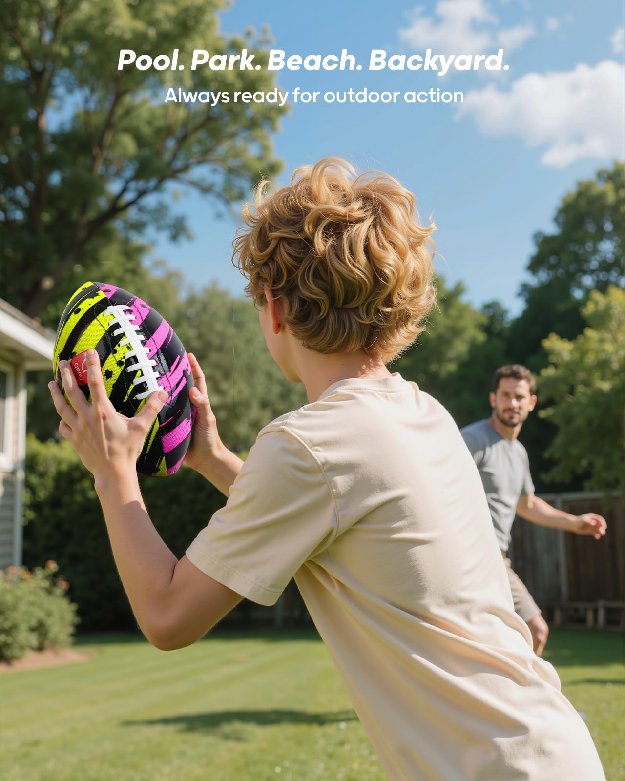 QPAU waterproof football with grippy laces for confident catches