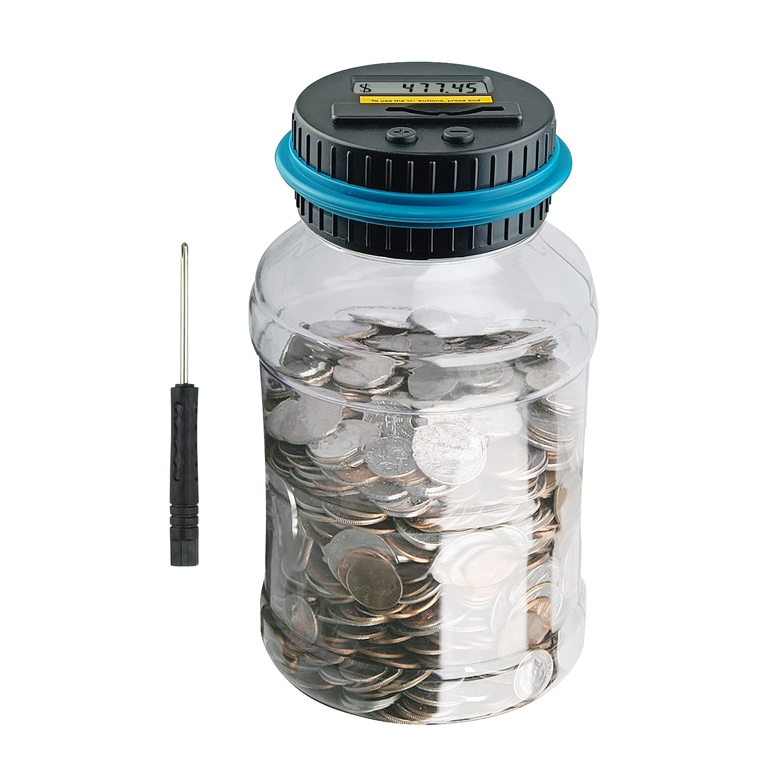QPEY large piggy bank front view, durable ABS plastic for long-lasting savings