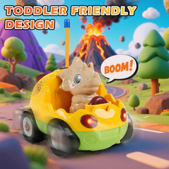 QPOU two-player-rc-dino enables cooperative racing for siblings