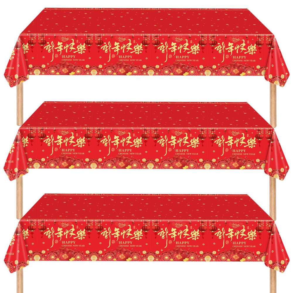Qpout Chinese New Year tablecloth 108x54 inches provides generous coverage with red and gold design.