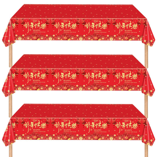 Qpout Chinese New Year tablecloth 108x54 inches provides generous coverage with red and gold design.