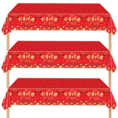 Qpout Chinese New Year tablecloth 108x54 inches provides generous coverage with red and gold design.