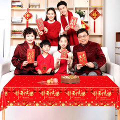 Qpout Spring Festival decor tablecloth helps create a joyful holiday atmosphere.