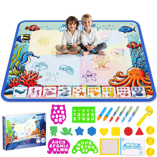 QQduck Water Doodle Mat 40x32 setup showing ample group play space