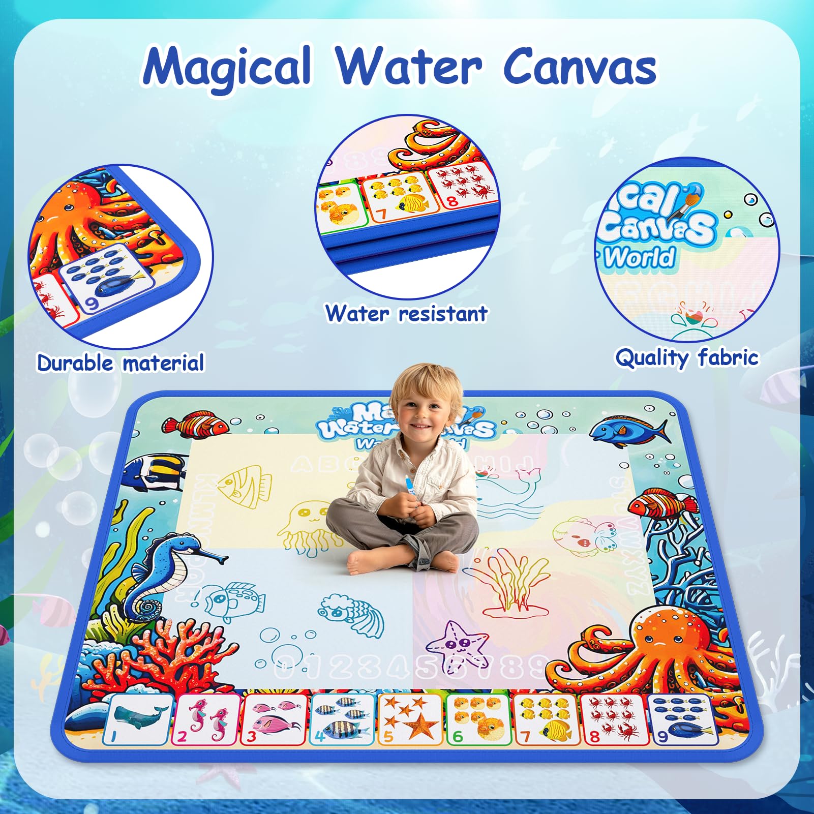 QQduck Water Doodle Mat water-pen for mess-free water drawing