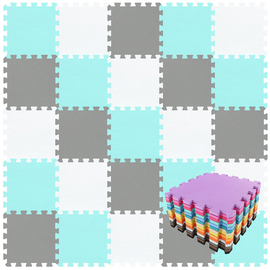 qqpp EVA 18-tile assembly closeup showing interlocking edges for a safe play surface.