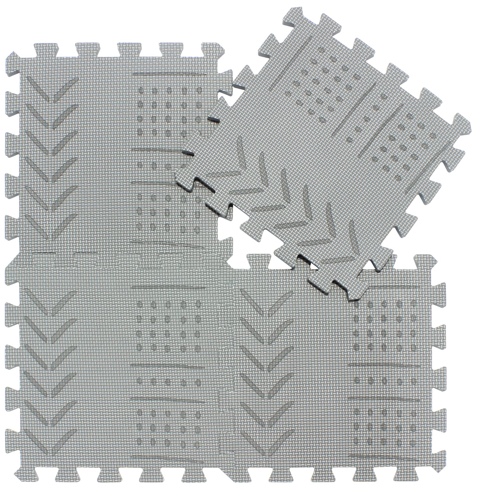 qqpp EVA 18 Tiles baby play mat gray for safe tummy time and soft play.