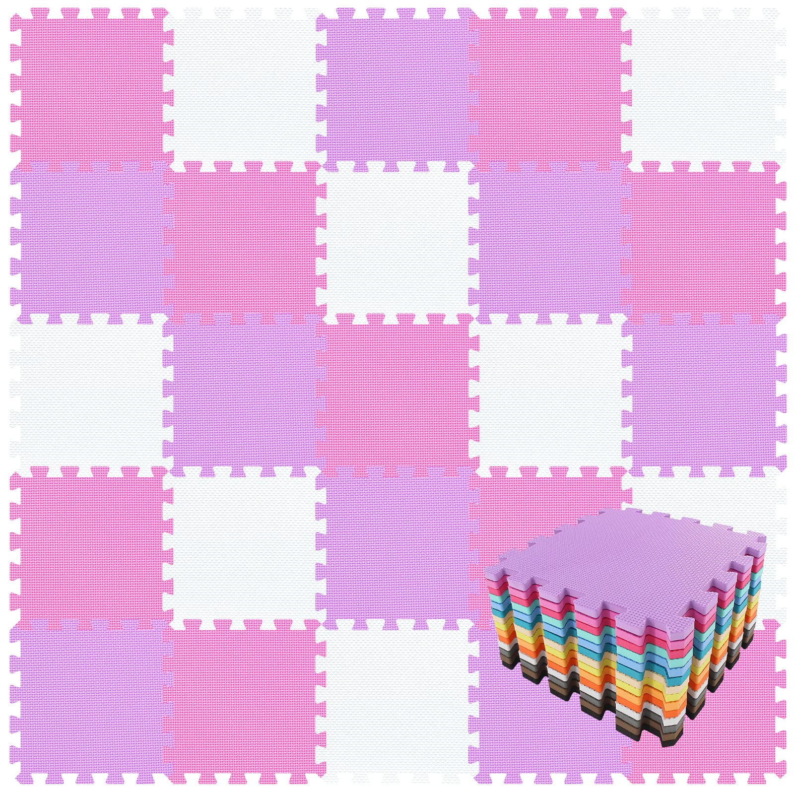 qqpp EVA 18-tile interlocking mats laid flat to create a safe play surface