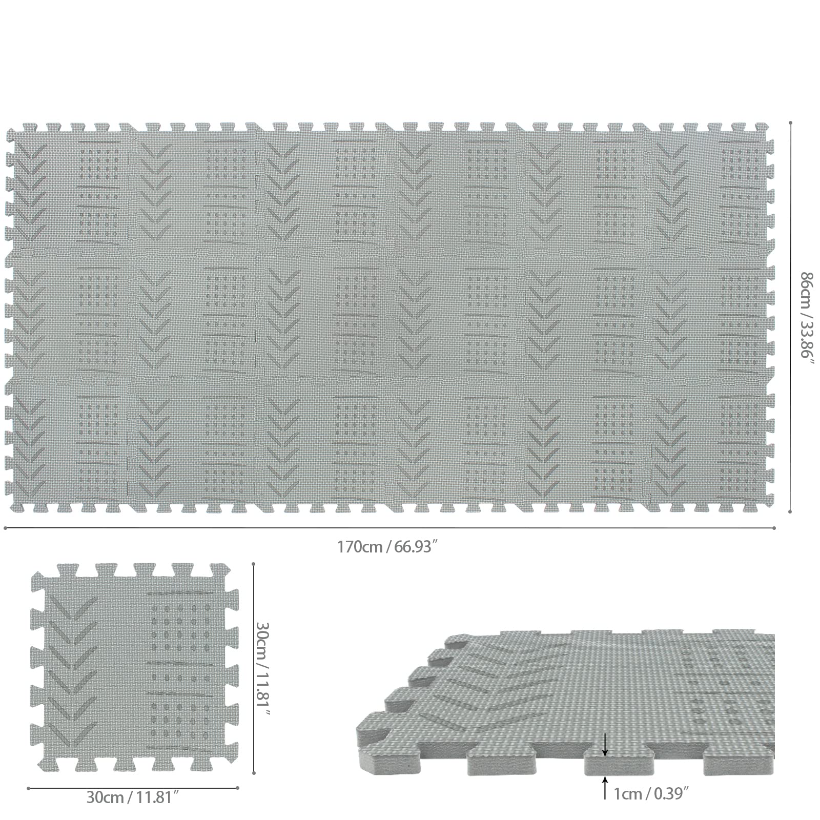 qqpp EVA 18 Tiles laser pattern adds elegance to a child's play space.