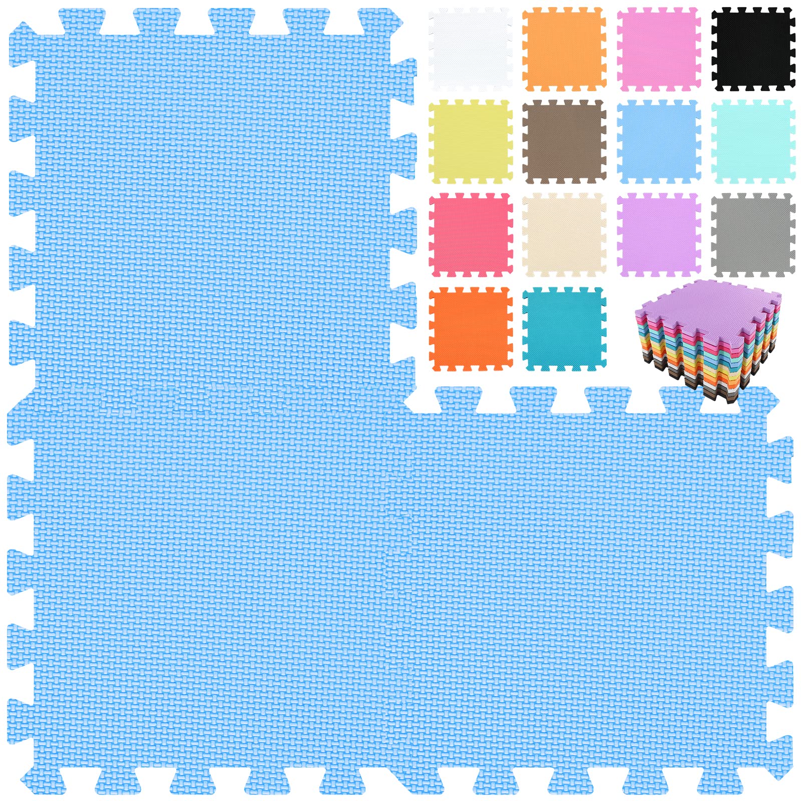 qqpp blue interlocking tiles form a safe, cushioned play surface for kids