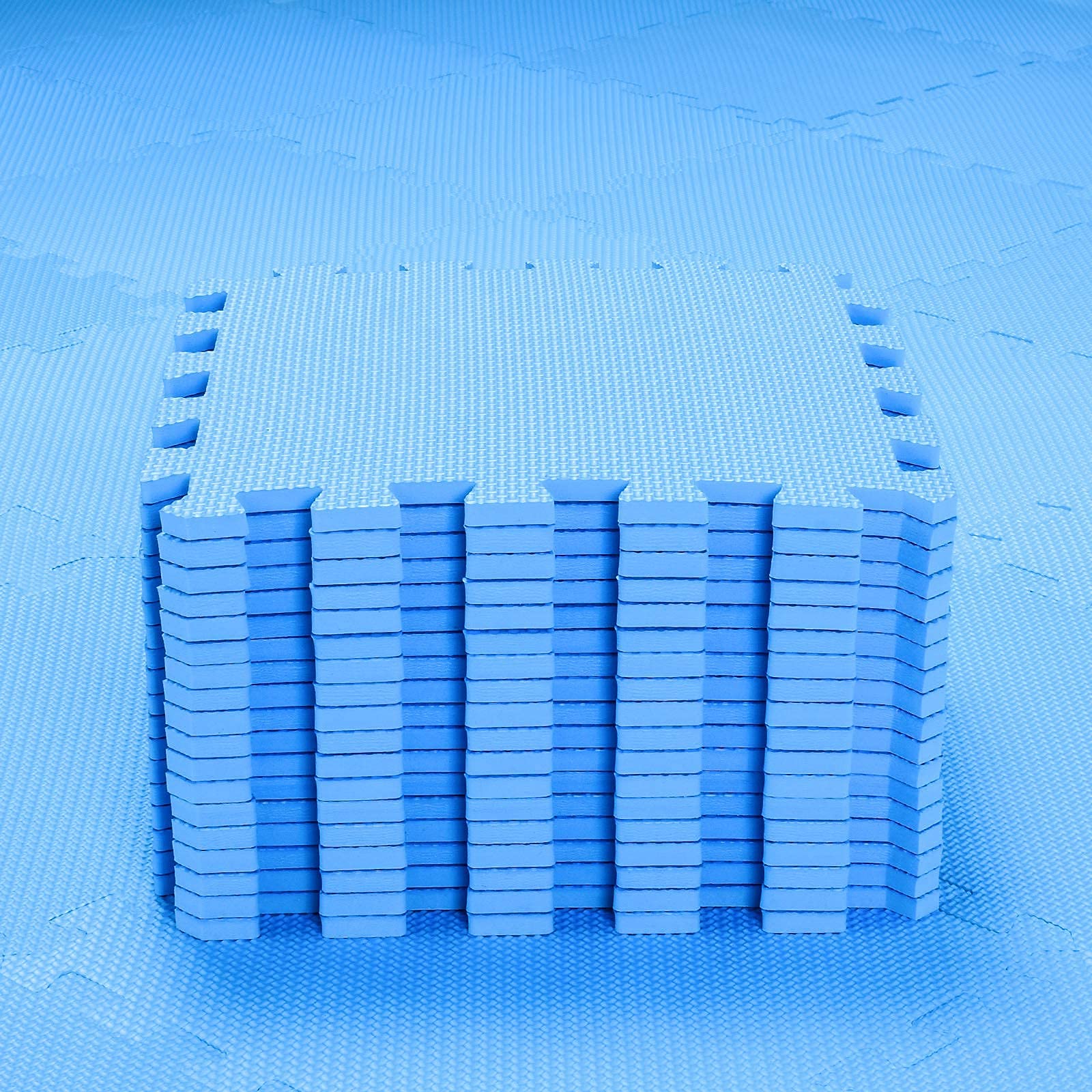 qqpp blue foam mat serves as a versatile yoga and exercise space