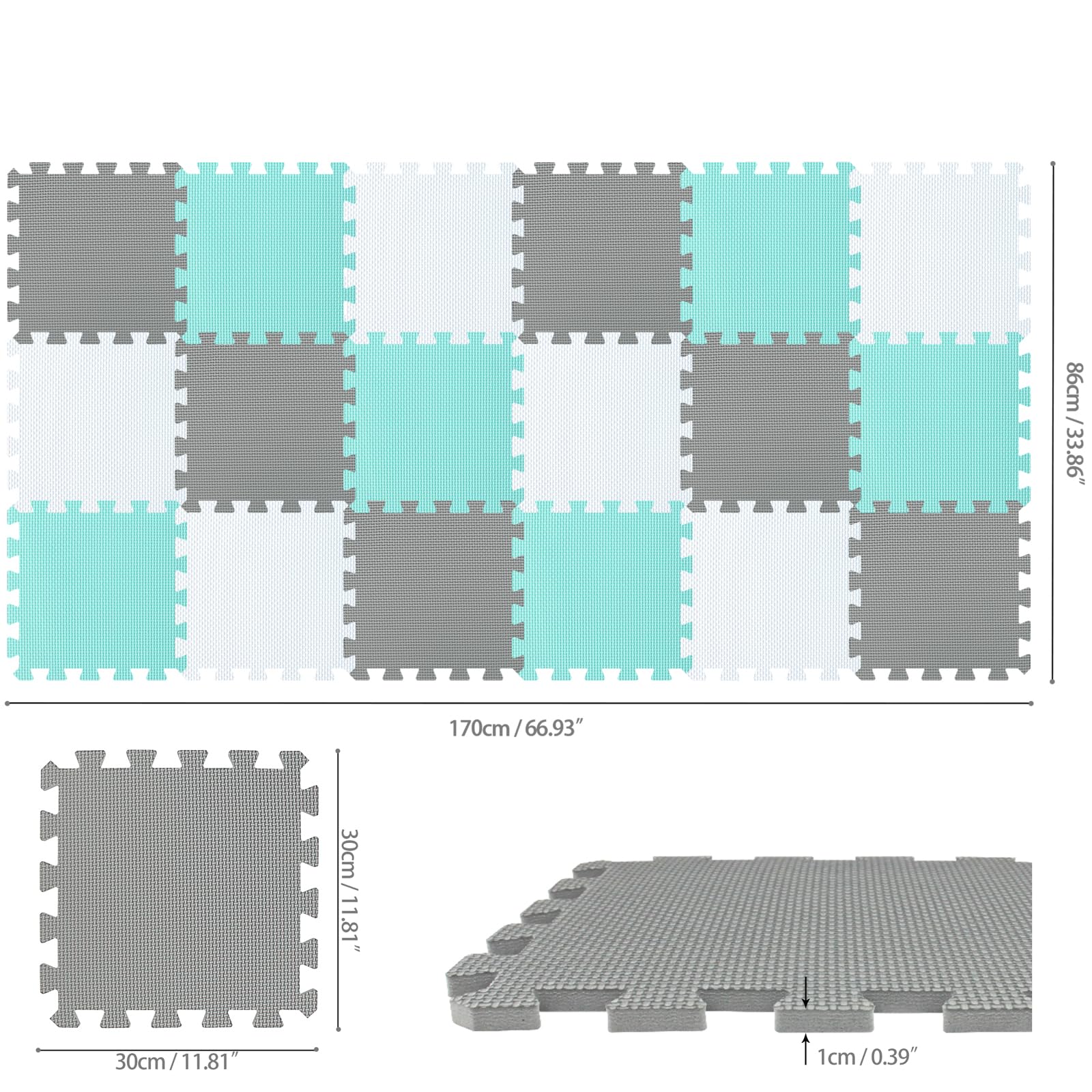 qqpp EVA floor mats colorways white green gray for versatile home use.