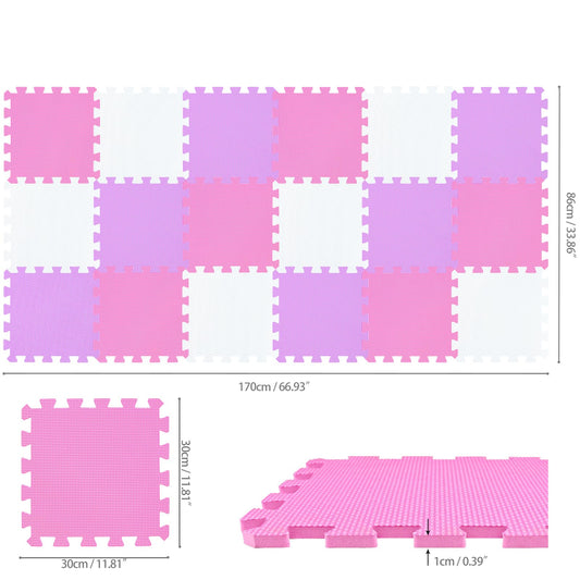 qqpp EVA foam mat in white, pink, purple colors for gentle room decor