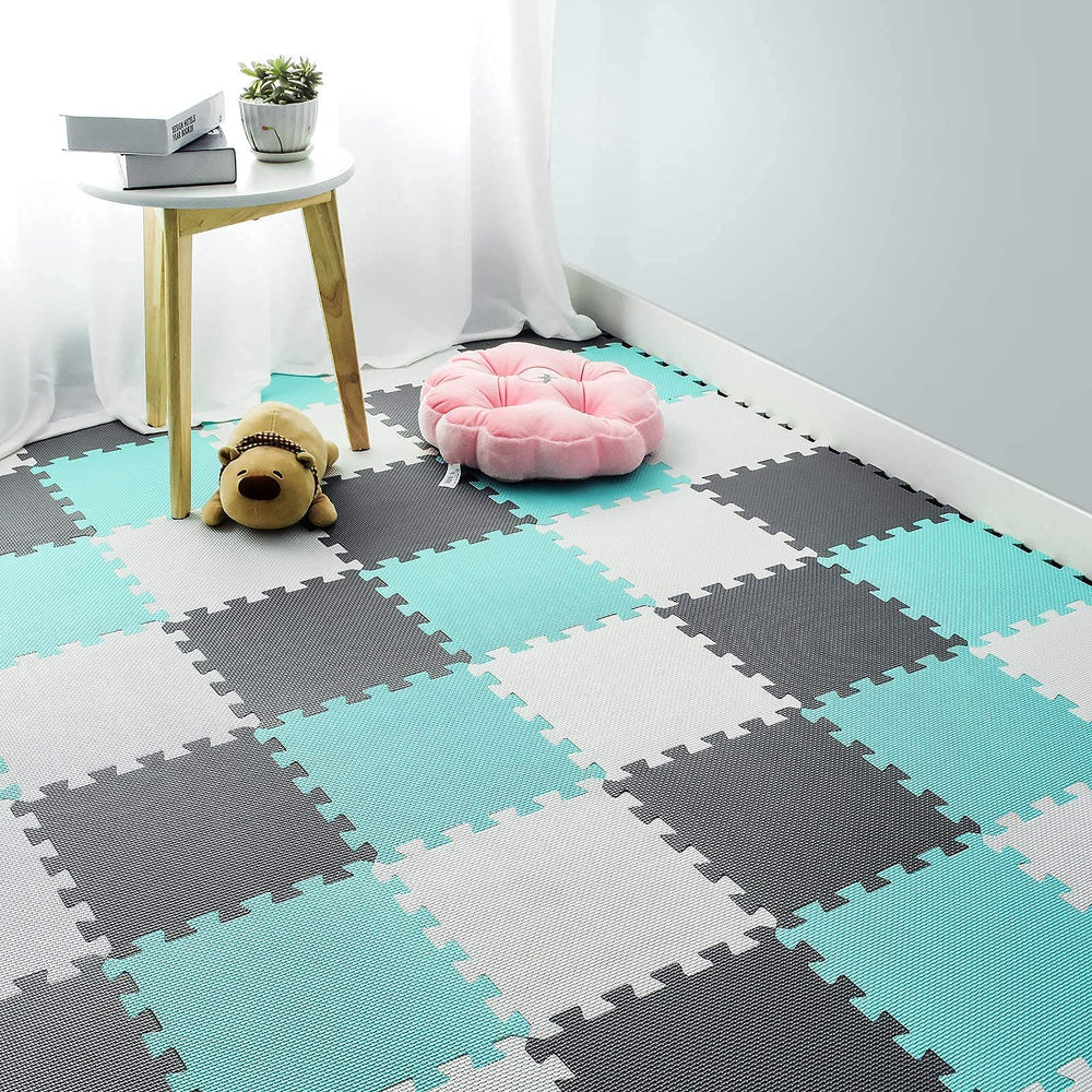 qqpp EVA interlocking puzzle mats used to create gym corners and play zones.