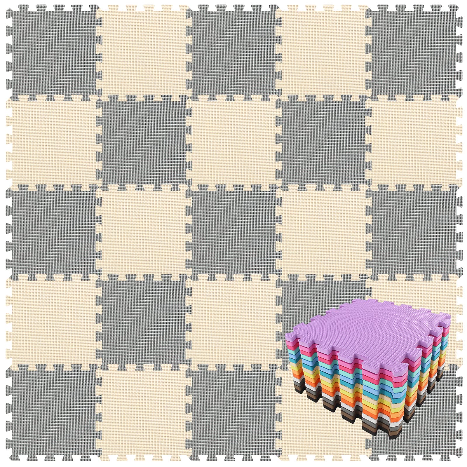 qqpp EVA 18-tile interlocking mats provide a cushioned surface for safe play areas.