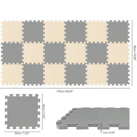 qqpp EVA beige-gray play-area mats install quickly for a tidy, versatile space.