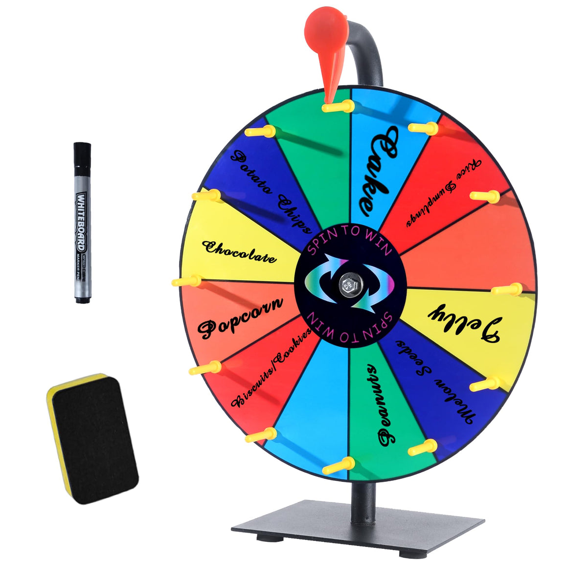 QRKMCFJM spin wheel showing 12 slots for customizable prizes at events