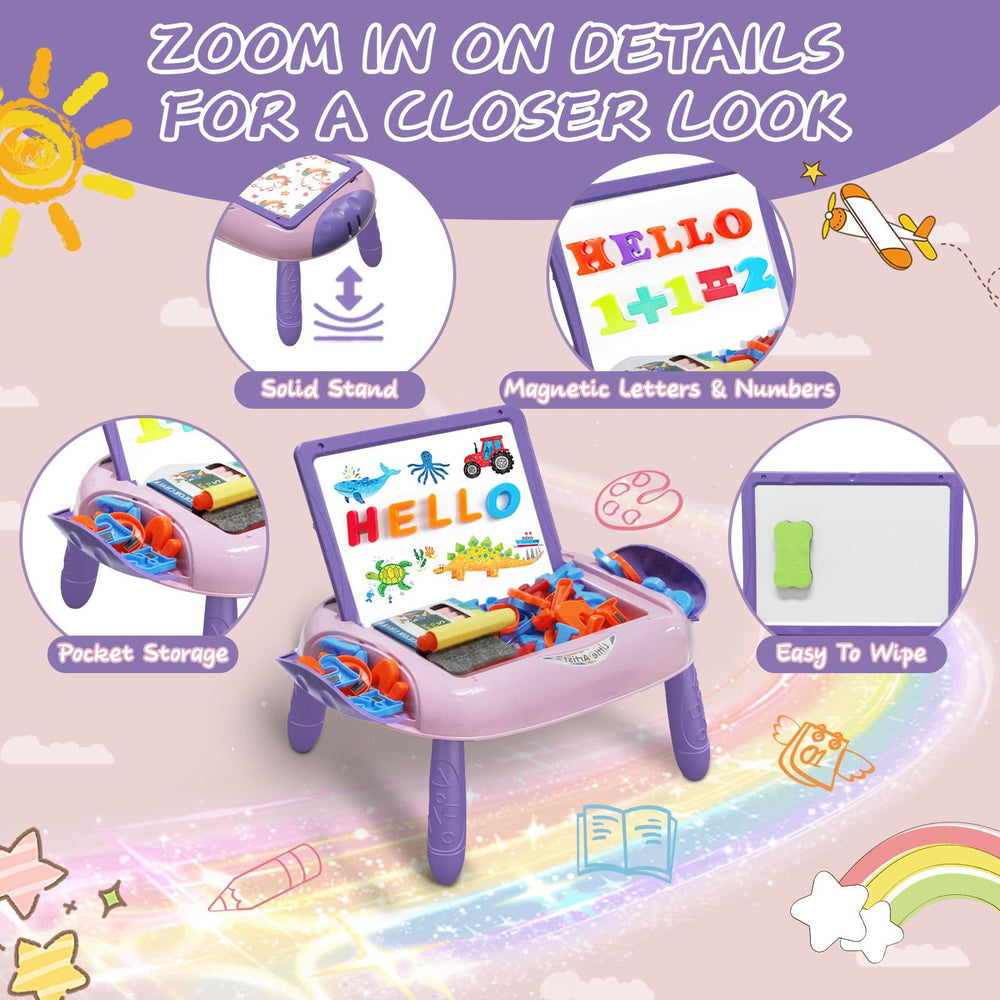 Qrytoi chalk and eraser accessories keep mess contained and ready for quick doodles.