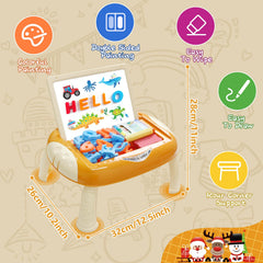 Qrytoi chalk holder, erasers, pens, and chalks support creative learning.