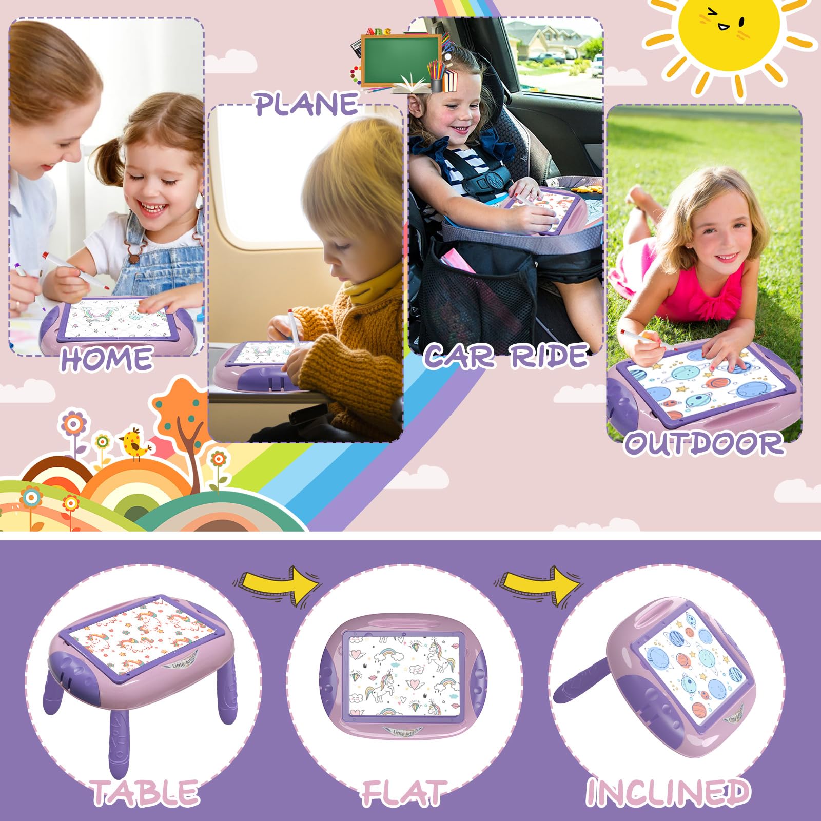 Qrytoi double-sided painting board blends whiteboard and chalkboard for versatile art sessions.