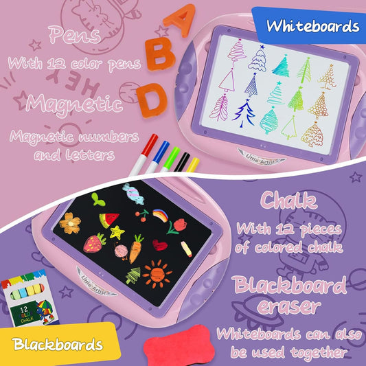 Qrytoi magnetic letters and numbers kit helps with spelling and counting during play.