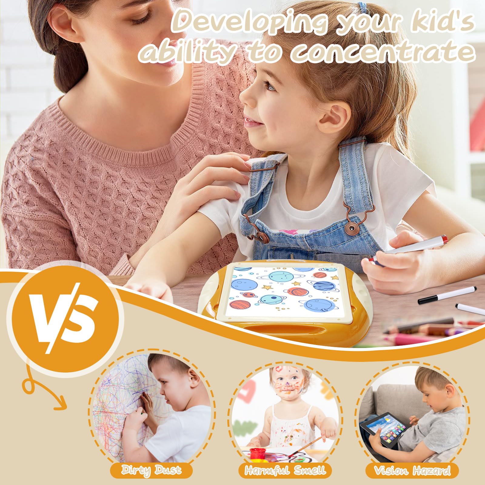 Qrytoi portable doodle easel with detachable legs for home or outdoor use.