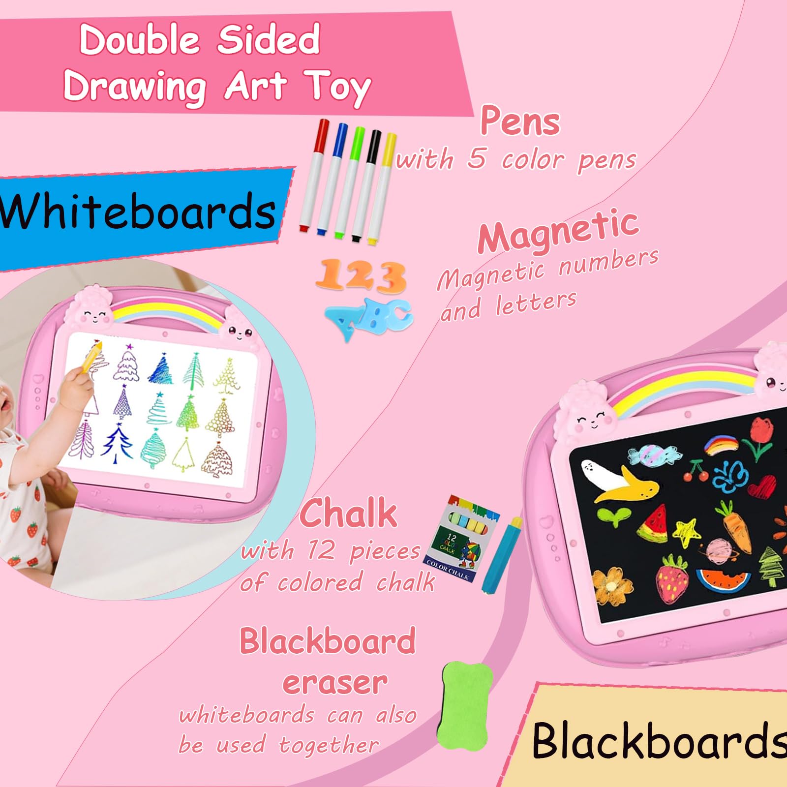 Qrytoi Unicorn Doodle Board chalk-side for freehand drawing and doodling