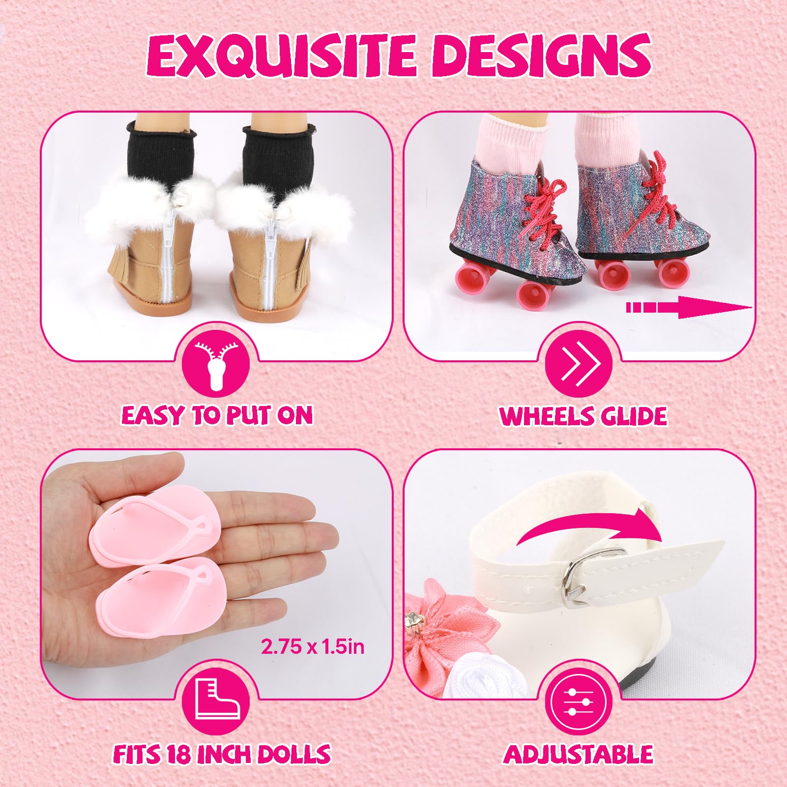 QSKJJI 18-inch doll dance shoes for pretend performances