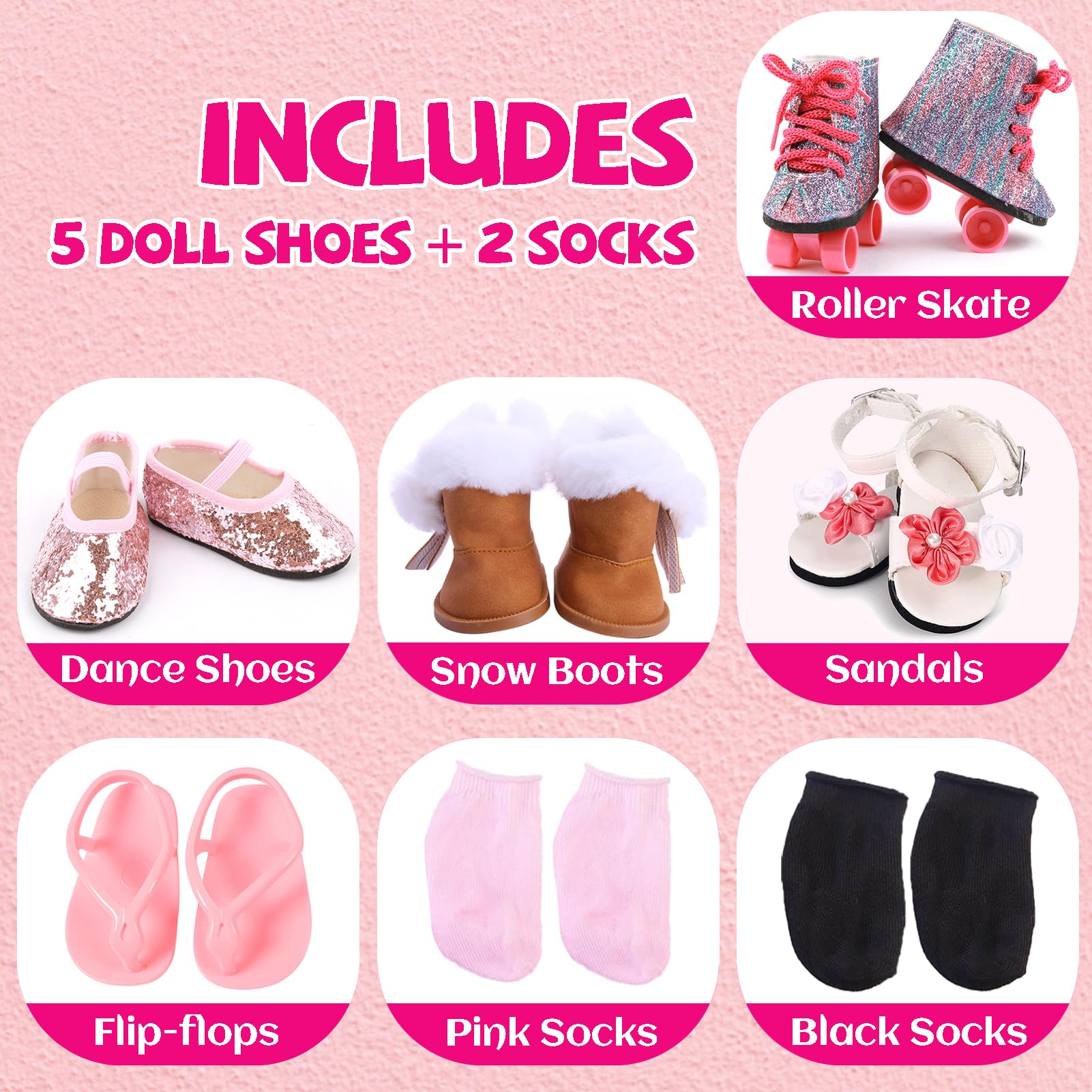 QSKJJI black socks for 18-inch dolls versatile finish to outfits