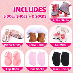 QSKJJI black socks for 18-inch dolls versatile finish to outfits
