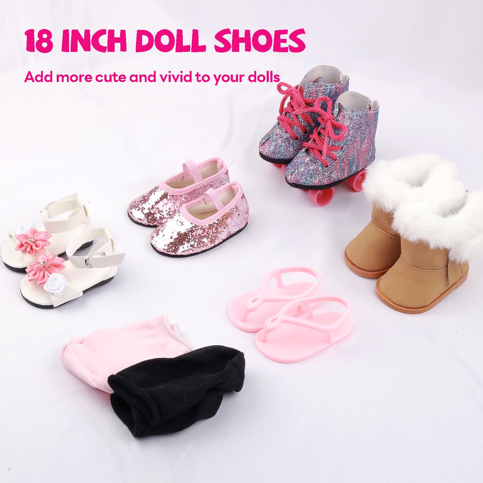 QSKJJI pink socks for 18-inch dolls offering soft comfort