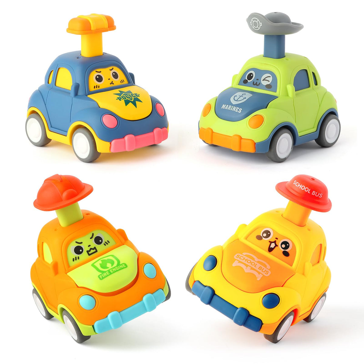 QSONSELL police car pull-back toy for toddlers, promotes imaginative play.