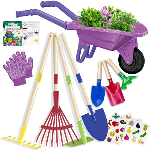 Qtioucp kids wheelbarrow for safe backyard gardening play
