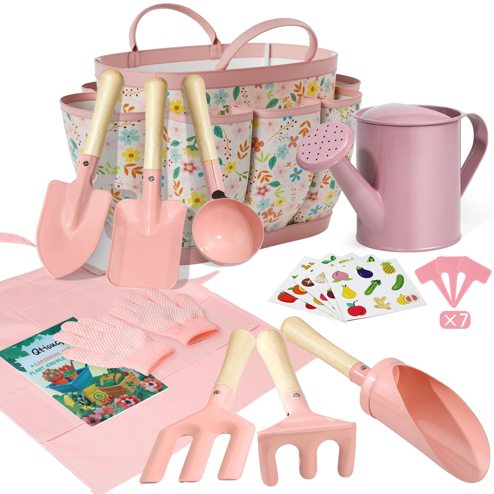 Qtioucp tote bag holds all kid-friendly garden tools for easy outdoor storage