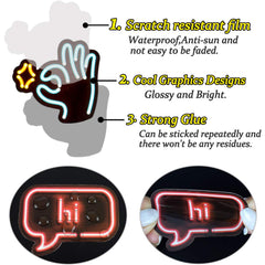QTL Neon stickers ideal for notebook decorations with recognizable designs.