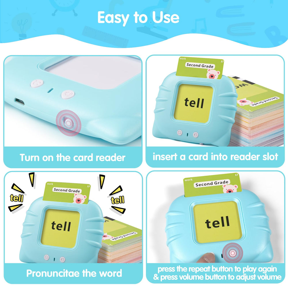 QuTZ Talking Flash Cards Dolch words help early readers recall common words.